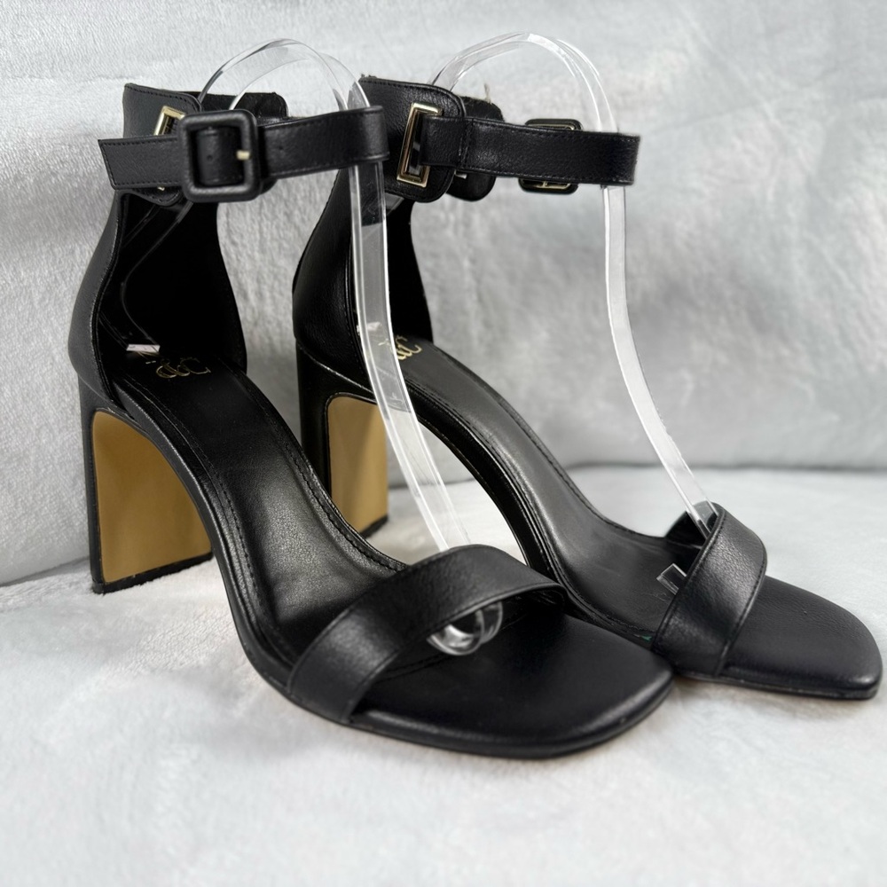 New York & Company Black Heels with Chunky Geometric Heel